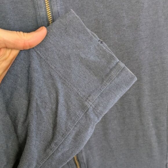 Coolibar Women's UV Protection Navy Full Zip Mock Neck Jacket Sweatshirt - Picture 5 of 7